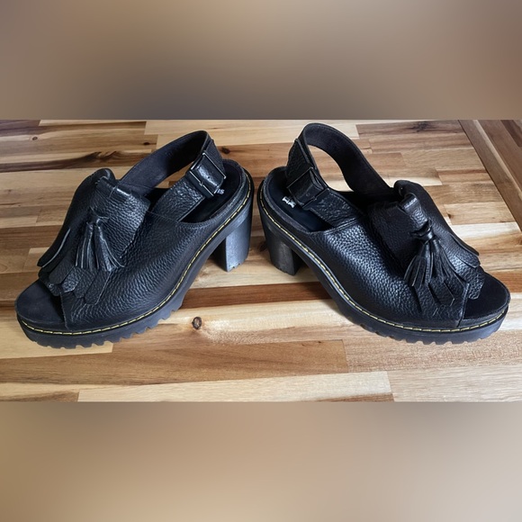 Vintage Dr. Martins size 10 open toed loafer high heels. Authentic leather! - Picture 5 of 5